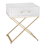 Приставной столик с выдвижным ящиком  White Table Carved Pattern варинант исполнения - 1 | Loft Concept в Перми