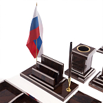 Настольный письменный набор из природного камня обсидиана Team leader варинант исполнения - 3 | Loft Concept в Перми