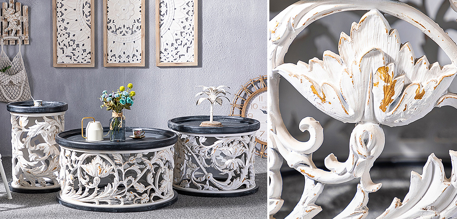 Кофейный стол Fleurette Provence Black White Coffee Table 80 Кофейный стол Fleurette Provence Black White Coffee Table 80 - Loft-Concept в Перми