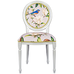 Стул светло-серый из натурального бука с изображением птиц и цветов Blooming Blue Birds варинант исполнения - 1 | Loft Concept в Перми