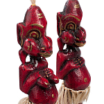 Комплект из 2-х деревянных статуэток Asmat Straw Headdress Statuettes Red варинант исполнения - 3 | Loft Concept в Перми
