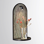 Настенный светильник зеленого цвета с черной рамкой овальной формы с полкой Herbarium  варинант исполнения - 2 | Loft Concept в Перми