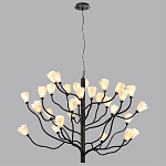 Люстра подвесная черного цвета с ветвями и белыми фарфоровыми цветами Floralis варинант исполнения - 12 | Loft Concept в Перми