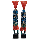 Комплект из 2-х деревянных статуэток Asmat Straw Headdress Statuettes Multicolor варинант исполнения - 2 | Loft Concept в Перми