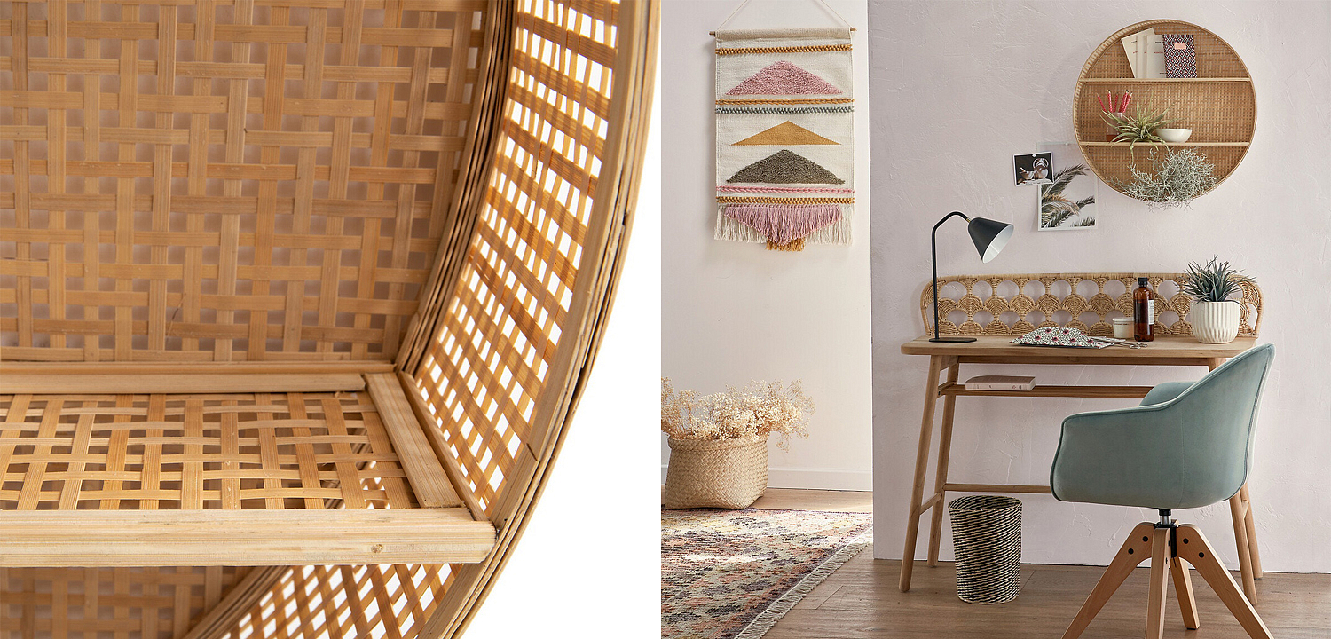 Полка Wicker Bamboo Shelf cells Полка Wicker Bamboo Shelf cells - Loft-Concept в Перми