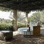 Дизайнерский уличный диван из массива дерева с плетеной спинкой PALINFRASCA Sofa варинант исполнения - 10 | Loft Concept в Перми