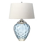 Настольная лампа со белым конусным абажуром и прозрачным голубым стеклянным основанием Quintiesse варинант исполнения - 1 | Loft Concept в Перми