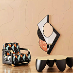 Дизайнерский журнальный стол округлой формы чёрный с золотой столешницей Fufem варинант исполнения - 1 | Loft Concept в Перми