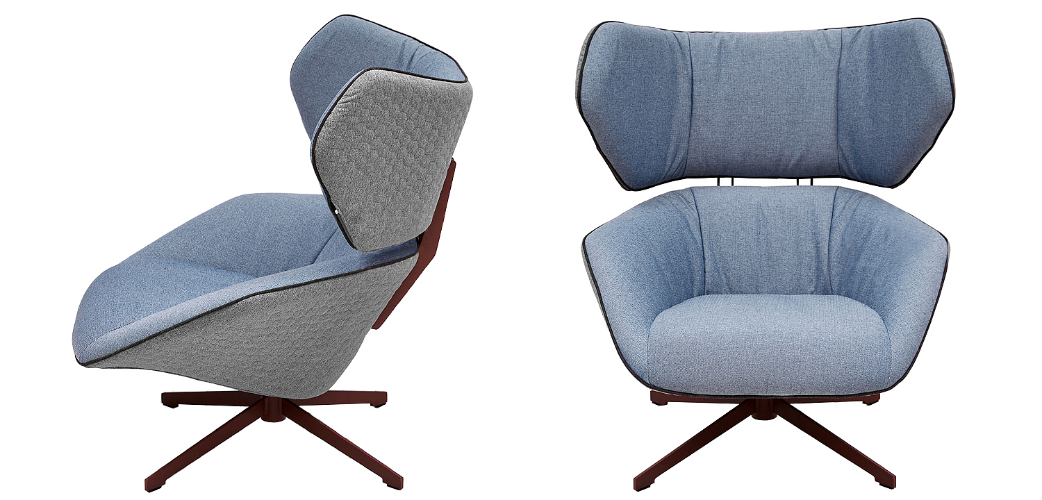 Вращающееся кресло с двухцветной обивкой Wilder Armchair голубой и серый Вращающееся кресло с двухцветной обивкой Wilder Armchair голубой и серый - Loft-Concept в Перми