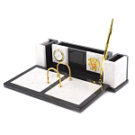 Настольный письменный набор из белого мрамора и змеевика Marble Accessory варинант исполнения - 2 | Loft Concept в Перми