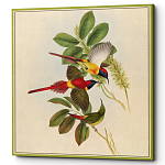 Постер на холсте с изображением птиц и цветов Blooming Birds Poster варинант исполнения - 2 | Loft Concept в Перми