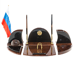 Настольный письменный набор с часами из природного камня обсидиана Oval Office варинант исполнения - 1 | Loft Concept в Перми