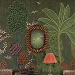 Обои ручная роспись Malwa Original colourway on Olive tobacco варинант исполнения - 1 | Loft Concept в Перми