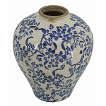 Ваза округлой формы с синим цветочным узором Blue & White Ornament  варинант исполнения - 1 | Loft Concept в Перми