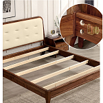 Кровать двуспальная с каркасом из дерева и мягким изголовьем Moon Walnut Bed варинант исполнения - 5 | Loft Concept в Перми