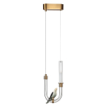 Подвесной светильник с декоративной фигуркой птицы на прозрачной изогнутой трубке Ganthea варинант исполнения - 2 | Loft Concept в Перми