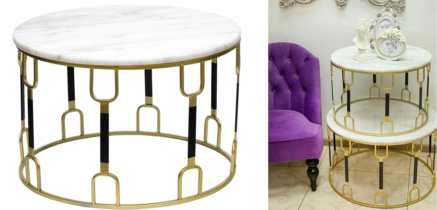 Приставной стол Dorius Side Table white marble Приставной стол Dorius Side Table white marble - Loft-Concept в Перми