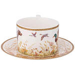 Чайная пара из фарфора с изображением собаки и уток 300 мл Hunting Porcelain Collection варинант исполнения - 2 | Loft Concept в Перми