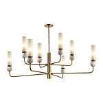 Люстра на штанге с 8-ю цилиндрическими матовыми плафонами и шарами из камня Orb Essence варинант исполнения - 1 | Loft Concept в Перми