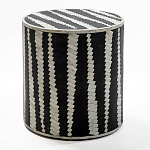 Приставной круглый столик с инкрустацией Black and White Geometry Stool варинант исполнения - 1 | Loft Concept в Перми