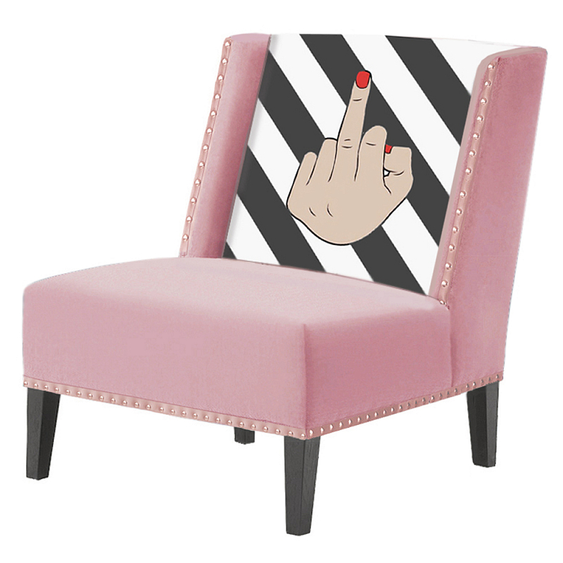 FUN Armchair "fuck off" pink  Дизайнерское кресло с цветным принтом Розовый пастельный в Перми | Loft Concept 