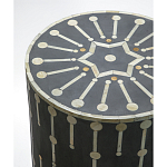 Приставной круглый столик с инкрустацией Mandika Bone Inlay Gray варинант исполнения - 1 | Loft Concept в Перми