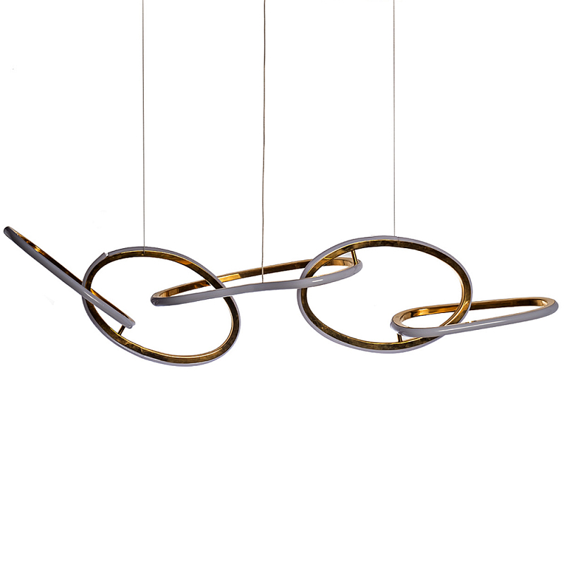 Люстра подвесная золотая в форме изогнутых колец Curved Rings Золотой Люстра подвесная золотая в форме изогнутых колец Curved Rings Золотой в Перми | Loft Concept