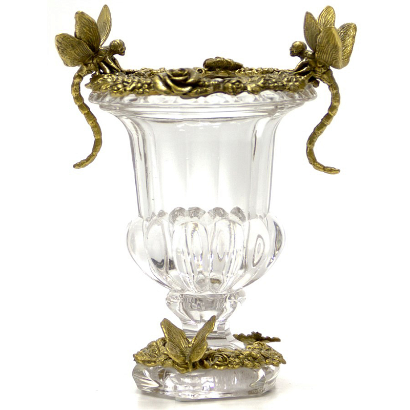 Ваза Transparent Vase with Bronze Dragonflies and Butterfly Прозрачный (Transparent) Бронза Ваза Transparent Vase with Bronze Dragonflies and Butterfly Прозрачный (Transparent) Бронза в Перми | Loft Concept