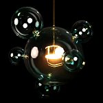 Подвесной светильник с прозрачными бирюзовыми стеклянными шарами и золотыми деталями Диаметр 46 Giopato & Coombes варинант исполнения - 4 | Loft Concept в Перми