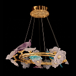 Люстра круглая на золотом каркасе с птичками и цветочным декором Miscellaneous herbs варинант исполнения - 5 | Loft Concept в Перми