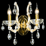 Бра с двумя лампами и крупными хрустальными подвесками на золотом основании Crystal lamps варинант исполнения - 2 | Loft Concept в Перми