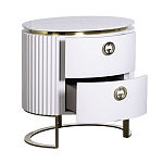 Тумбочка белая овальная с мраморной столешницей Thoroughbass варинант исполнения - 2 | Loft Concept в Перми