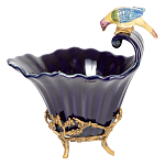 Чаша темно-синего цвета из фарфора с разноцветной птичкой Eden Garden porcelain and bronze варинант исполнения - 8 | Loft Concept в Перми