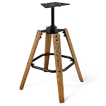 Барный стул со спинкой и металлической подставкой на 4-х деревянных ножках Коричневый Велюр Vendramin Chair варинант исполнения - 5 | Loft Concept в Перми