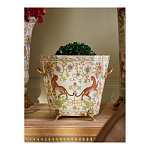 Кашпо с растительным и животным орнаментом на бронзовых ножках Turquoise Blooming Garden варинант исполнения - 4 | Loft Concept в Перми