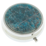 Таблетница карманная круглая с 3-мя отделениями и накладкой из натурального камня Апатит Голубой Silver Stone Pillboxes варинант исполнения - 1 | Loft Concept в Перми