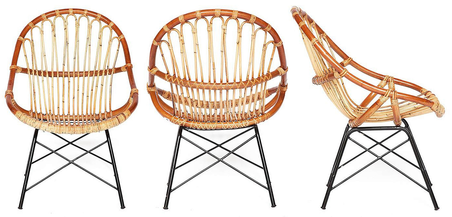 Кресло Rattan Wicker Chair Red Carcass Кресло Rattan Wicker Chair Red Carcass - Loft-Concept в Перми