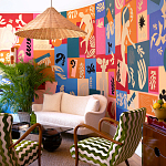 Обои ручная роспись в стиле Арт-деко Jazz Original colourway on painted silk with embroidery варинант исполнения - 1 | Loft Concept в Перми