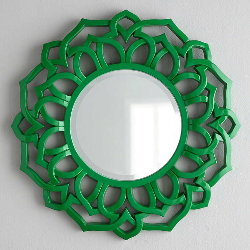 Зеркало круглое в ажурной зеленой раме Green Floral Pattern Зеленый Зеркало круглое в ажурной зеленой раме Green Floral Pattern Зеленый в Перми | Loft Concept