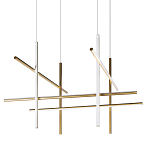 Люстра с 8-ю пересекающимися цилиндрическими плафонами на тонких тросах Trumpet tube варинант исполнения - 1 | Loft Concept в Перми