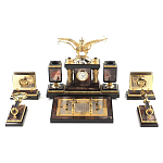 Настольный письменный набор из яшмы и долерита с декором Двуглавый орел Manager Organizer варинант исполнения - 1 | Loft Concept в Перми