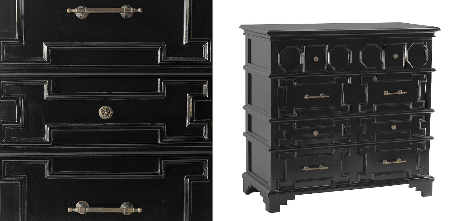 Комод с 4-мя ящиками Chest Beaux Art Черный Комод с 4-мя ящиками Chest Beaux Art Черный - Loft-Concept в Перми