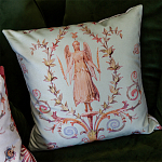 Декоративная подушка светло-зеленая с растительным орнаментом Raffael Angel Green Cushion варинант исполнения - 3 | Loft Concept в Перми