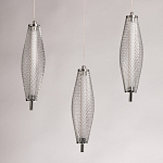 Люстра круглая каскадня с 5-ю плафонами из металлической сетки Mesh Lampshade Lighting варинант исполнения - 6 | Loft Concept в Перми