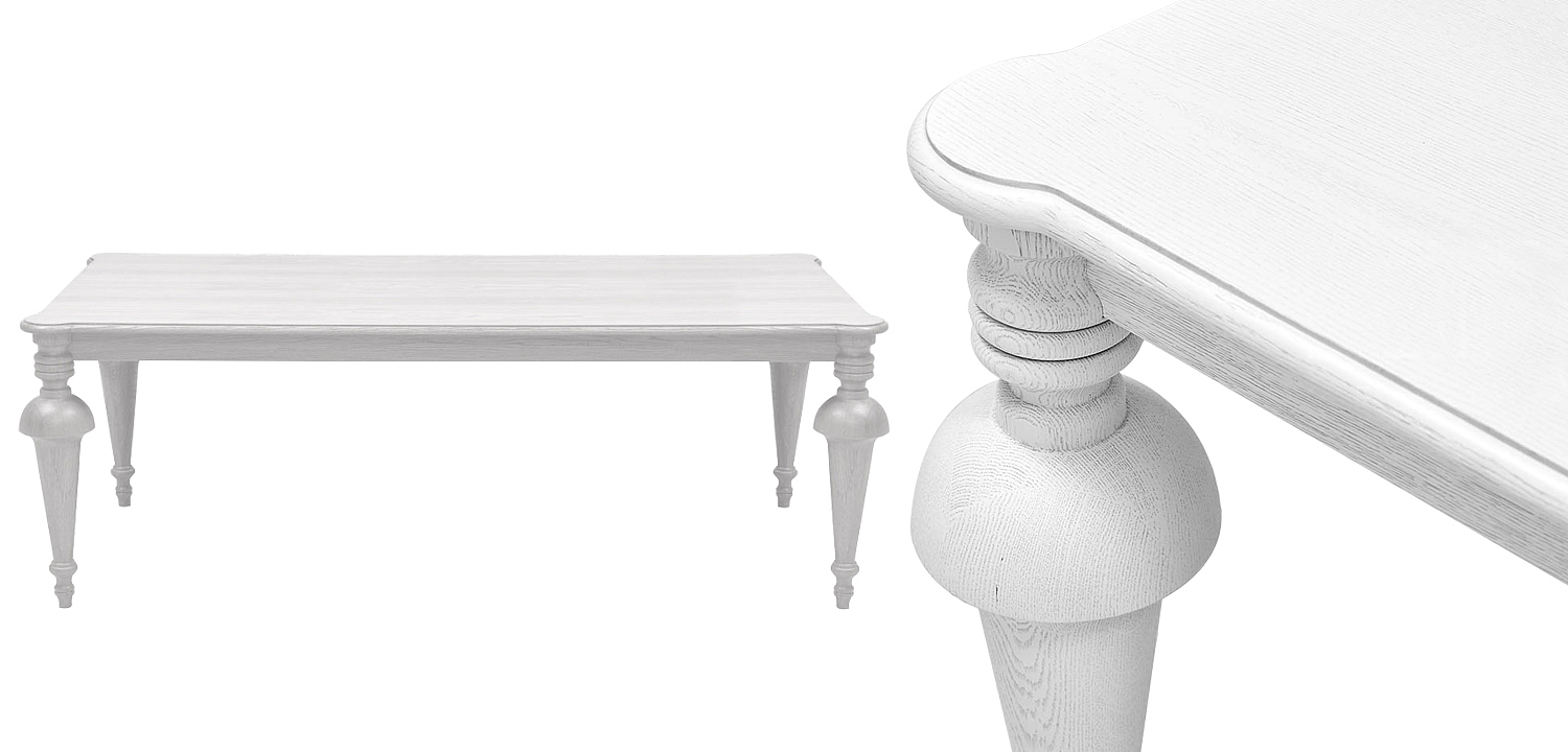 Обеденный деревянный стол Kelise White Dinner Table Белый Обеденный деревянный стол Kelise White Dinner Table Белый - Loft-Concept в Перми