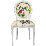 Стул светло-серый из натурального бука с изображением птиц и цветов Blooming Birds Red  варинант исполнения - 1 | Loft Concept в Перми