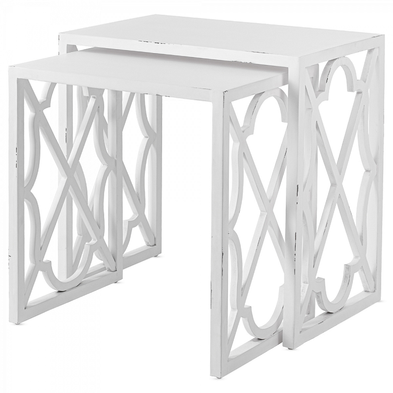 Комплект столиков Tommy Bahama Stovell Ferry Nesting Tables Белый винтажная патина   в Перми | Loft Concept 