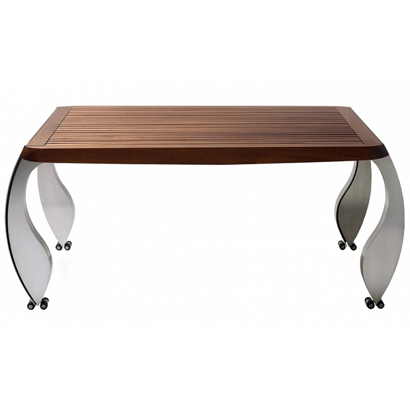 Дизайнерский раздвижной обеденный стол Poltronova Split Dining Table Коричневый Хром Дизайнерский раздвижной обеденный стол Poltronova Split Dining Table Коричневый Хром в Перми | Loft Concept