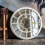 Зеркало настенное в белой металлической раме в виде часов Mirror Tower Clock варинант исполнения - 4 | Loft Concept в Перми