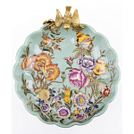 Блюдо из голубого фарфора с бронзовой птичкой Blue Garden варинант исполнения - 2 | Loft Concept в Перми